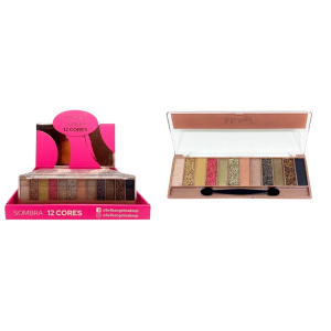 PALETA DE SOMBRAS E GLITTER BELLE ANGEL CX 12 PÇS