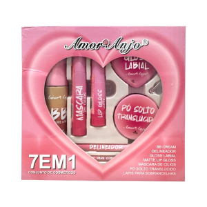 KIT DE MAQUIAGEM ROSA 7 EM 1 AMOR ANJO
