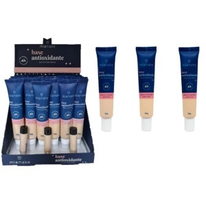 BASE MATTE TONS CLAROS ANTIOXIDANTE MULTIFUNCIONAL MIA MAKE CX 24 PÇS