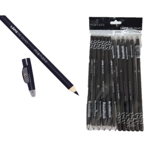 LÁPIS DE OLHO PRETO C/APONT MIA MAKE PCT 12 PÇS