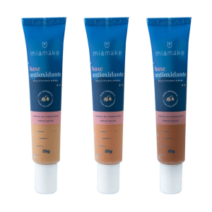 3 UNDS BASE MATTE TONS ESCUROS ANTIOXIDANTE MULTIFUNCIONAL MIA MAKE