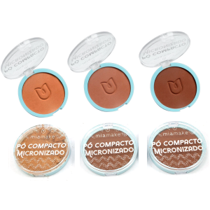 3 UNDS PÓ COMPACTO MICRONIZADO TONS ESCUROS MIA MAKE
